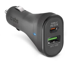 Φορτιστής αυτοκινήτου SBS TECRPD25W 25W USB-A USB-C με Power Delivery - μαύρη