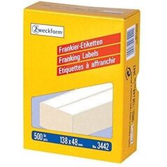 Ετικέτες Avery Zweckform Avery Franking, διπλές, 138 x 48 mm, Λευκές, Ορθογώνιες, 138 x 48 mm, Χαρτί, 500 τεμ., 2 τεμ.