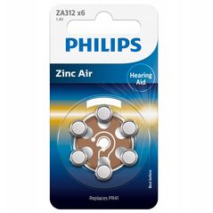 1x6 Philips Ψευδάργυρος-Αέρας PR41 / 312 Μπαταρία Ακουστικών