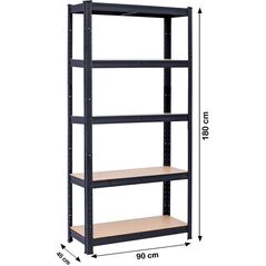 4IQ Ράφι αποθήκευσης - ράφι, 180x90x45cm, 265kg, μαύρο
