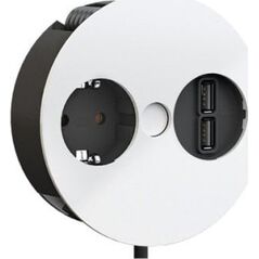 Bachmann BACHMANN TWIST 1x gniazdo z uziemieniem, tulejki, ładowarka USB, kabel zasilający z uziemieniem, biały, 2 m