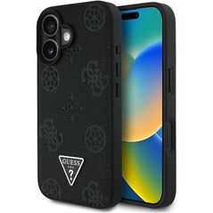 Etui Guess Grained Hot Stamp Peony       Triangle Logo MagSafe do iPhone 16 czarny