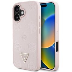Etui Guess Grained Hot Stamp Peony       Triangle Logo MagSafe do iPhone 16 różowy