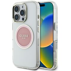 Etui Guess IML Metal Colored Circle      Classic Logo MagSafe do iPhone 16 Pro Max różowy