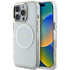 Etui Guess IML Metal Colored Circle      Classic Logo MagSafe do iPhone 16 Pro Max biały