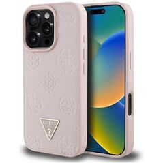 Etui Guess Grained Hot Stamp Peony       Triangle Logo MagSafe do iPhone 16 Pro różowy