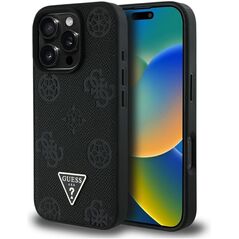 Etui Guess Grained Hot Stamp Peony       Triangle Logo MagSafe do iPhone 16 Pro Max czarny