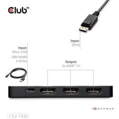 CLUB3D CSV-7330 huby i koncentratory DisplayPort