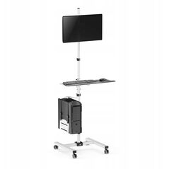 MACLEAN WÓZEK STAND PROFESJONALNY, MOBILNE STANOWISKO KOMPUTEROWE NA KÓŁKACH, MAX 17"-32", MAX 20KG MC-793 W