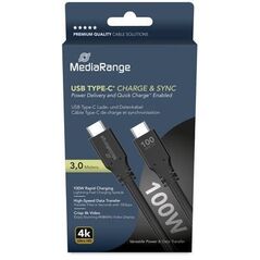 Kabel USB MediaRange MediaRange Lade- & Datenkabel USB-C E-Mark-Chip 10Gbit/s 3m