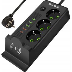 98-237# Przedłużacz sieciowy ps-350u 3-gniazda 4xusb+usb-pd 3m czarny 3x1mm