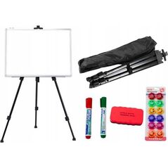 LeanToys Zestaw Tablica Magnetyczna 90x60cm na Stojaku Magnesy Pisaki Gąbka LEAN Toys
