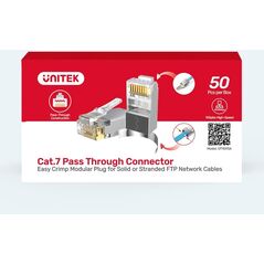 Βύσμα διέλευσης Unitek RJ45 Cat. 7, 50 τεμ.