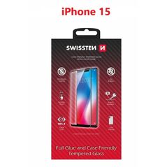 Swissten Tempered Glass με Μαύρες Άκρες (Φιλικό προς Θήκη & Πλαίσιο) για iPhone 15 Plus
