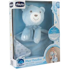 Λούτρινο αρκουδάκι με κουβέρτα 47x40 MAXI DOUDOU μπλε Chicco
