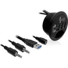 HUB USB Delock Słuchawkowe Mikrofonowe  + 3x USB-A 3.0 (61990)