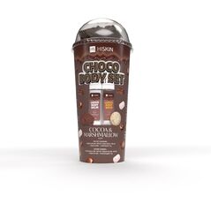 HISKIN Body Set Tuba Zestaw produktów do kąpieli - Choco (żel do mycia ciała 100ml+balsam do ciała 100ml+myjka+kula 15g)