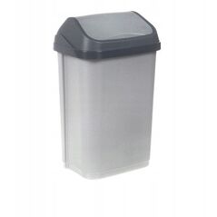Waste bin with swivel lid 10L Swantje 25 5x19x38cm air silver color 4001515306959
