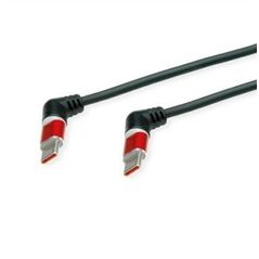 ROLINE Περιστρεφόμενο καλώδιο USB 2.0 360°, C - C, M/M, 60W, κόκκινο-μαύρο, 1 m