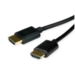 ROLINE Καλώδιο HDMI Υψηλής Ταχύτητας + Ethernet, Υπερβολικά Λεπτό, M/M, μαύρο, 1 μ
