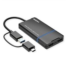 Προσαρμογέας VALUE USB 3.2 Gen 1 (USB-A ή USB-C) σε 2x HDMI, 4K@30Hz + 1080P@60Hz