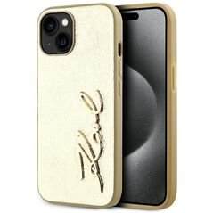 Etui Karl Lagerfeld Wrinkled Metal       Signature do iPhone 15 złoty