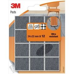 Ultra odporne podkładki filcowe SCOTCH, kwadrat, 24x22mm, 12 szt., czarne