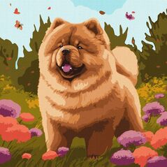 Malowanie po numerach IDEYKA, 40x40 cm, uroczy chow chow, 1 szt.