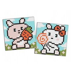 Diamentowa mozaika na naklejce IDEYKA, 9x9 cm, kids, śliczne króliczki, 2 szt.