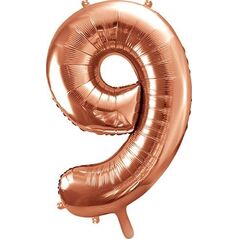 Party Deco Balon foliowy Cyfra "9", 86cm, różowe złoto uniwersalny