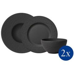 Villeroy & Boch Manufacture Rock dinnerware set, 6-piece, black