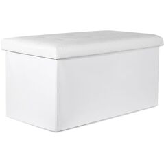 Pufa składana XXL z guzikami - 80x40x40cm ekoskóra biała