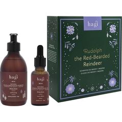 Hagi Rudolph the Red-Bearded Reindeer zestaw szampon do brody i wąsów 300ml + olejek do brody i wąsów 30ml