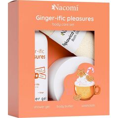 Nacomi Ginger-ific Pleasure zestaw żel pod prysznic 300ml + masło do ciała 100ml + rękawica do kąpieli