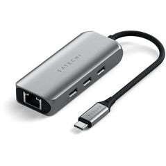 Satechi 4-In-1 USB-C Hub - hub do urządzeń mobilnych USB-C (3x USB-C 3.2 gen2 10Gbps, 2.5 Gigabit Ethernet) (space gray)