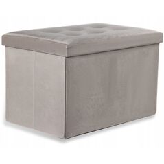 Pufa składana XL z guzikami - 60x38x38cm aksamit beż