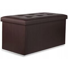 Pufa składana XXL z guzikami - 80x40x40cm ekoskóra brąz
