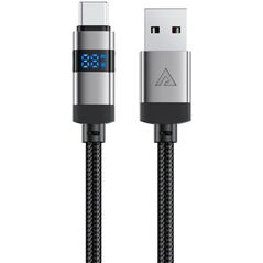 Kabel przewód USB-A - USB-C z wyświetlaczem 480Mb/s 66W 1.2m - czarny Kabel przewód USB-A - USB-C z wyświetlaczem 480Mb/s 66W 1.2m - czarny