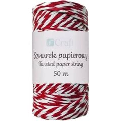 SZNUREK PAPIEROWY SKRĘCANY, CZERWONO-BIAŁY, 50 M