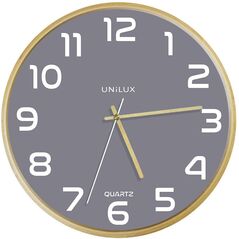 Unilux 400165097, Wall, Quartz clock, Round, Grey, Wood, Wood, Glass