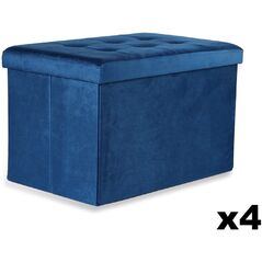 Pufa składana XL z guzikami - 60x38x38cm aksamit granat x 4