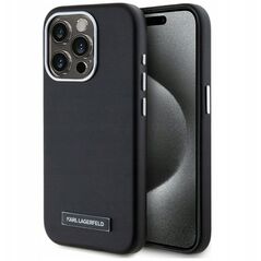 Case Karl Lagerfeld FW Metal Plate MagSafe for iPhone 15 Pro black