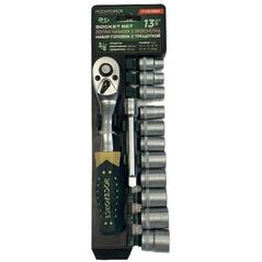 Zestaw narzędzi 13el. 3/8" grzechotka, przedłużka, nasadki (8-19mm)