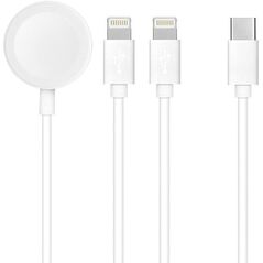 Kabel 3w1 Typ C do 2 x Lightning / Apple Watch 3W 2A C3168 1,2 m biały