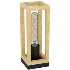 Table lamp EGLO Nafferton, 1 x E27, 40W, black/wood color, 10 x 10 x 28 cm