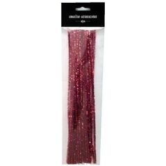 Druty chenille 30cm czerwony metallic 25szt EDUKAMP