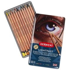 Derwent Lightfast 12 stk tin, oliebaseret farveblyant