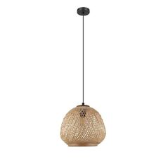 Pendant lamp EGLO Dembleby, 1 x E27, 40W, black/wood color, o32 x h110 cm