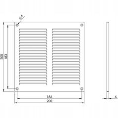 Metal ventilation grille MR2020, 200 x 200 mm, white.