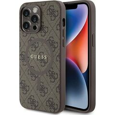 Guess Guess GUHMP14XG4GFRW iPhone 14 Pro Max 6.7" brązowy/brown hardcase 4G Collection Leather Metal Logo MagSafe